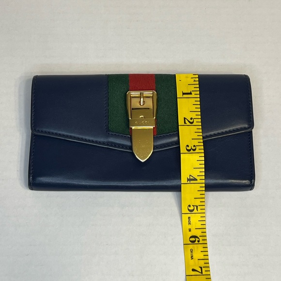 Gucci‎ Sylvie Continental Wallet in blue calfskin leather. - Picture 14 of 14
